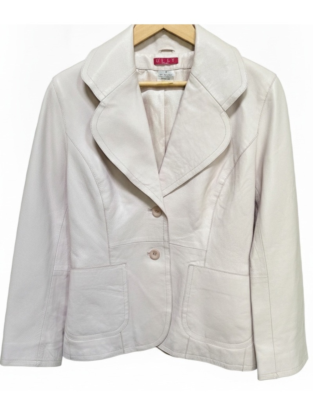 Olly London Blush Pink Leather Blazer Jacket 8 Y2K 90s Minimalist